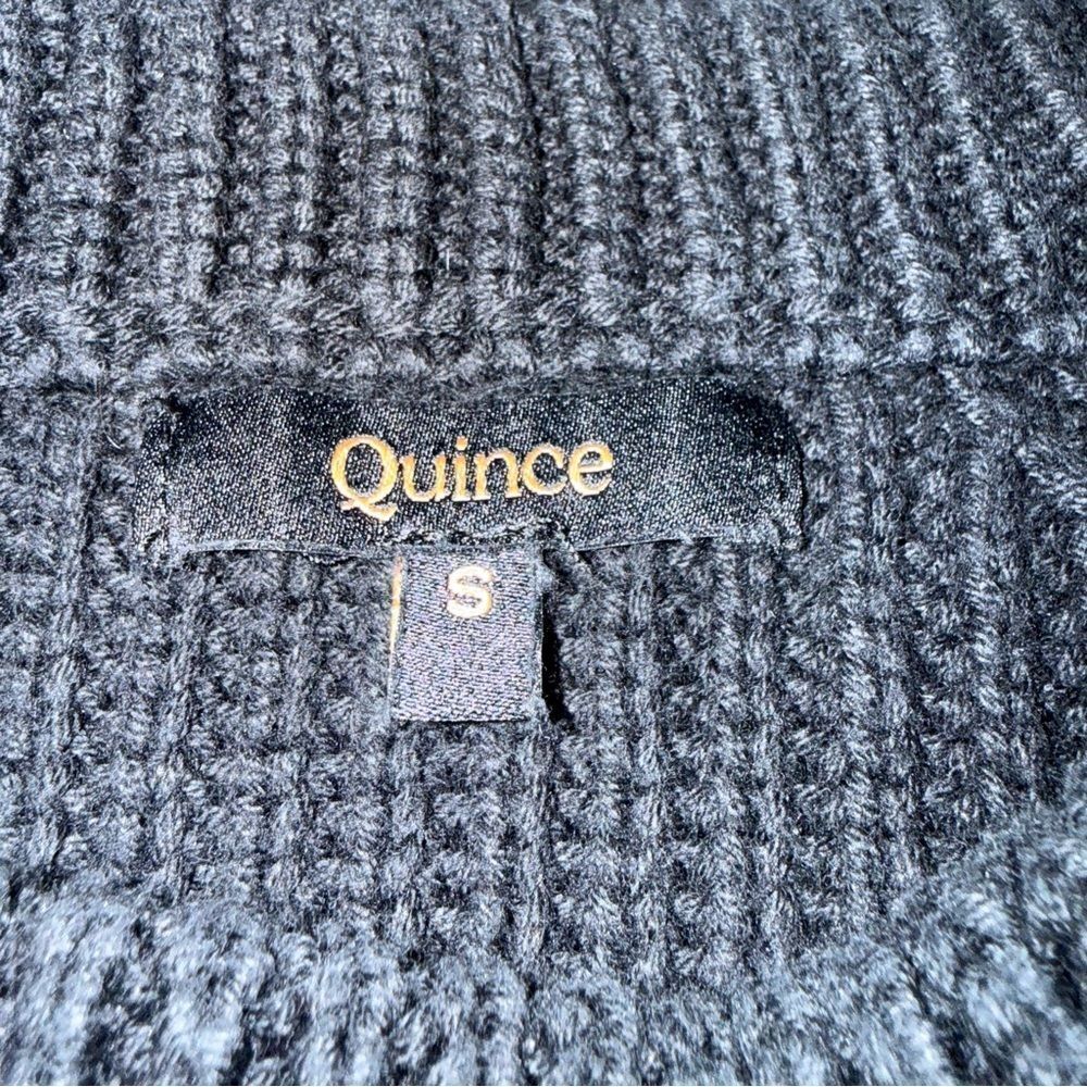 Quince Sweater Womens Sz S Black Fisherman Chunky Knit Crewneck Organic Cotton - Picture 7 of 11
